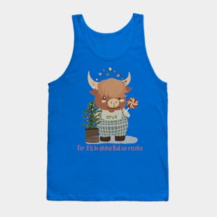 Highland Cow Cozy And Christmas Tree Light Tank Top